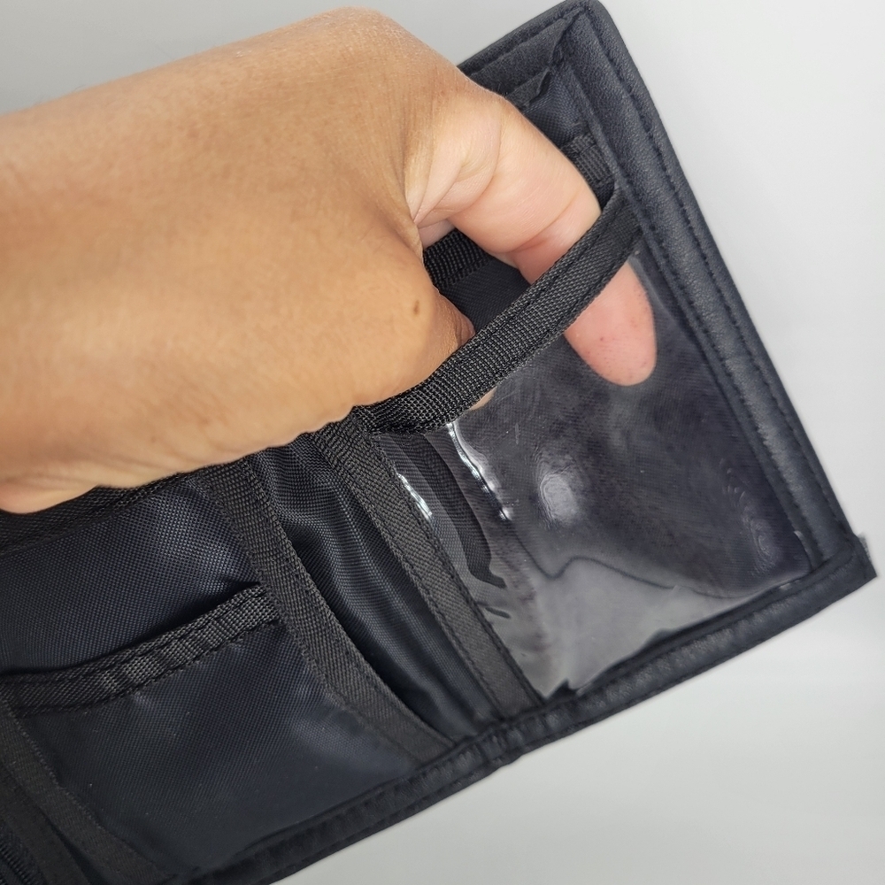 Vintage Rare Las Vegas Black Wallet Faux Leather Zip Compartments Credit Cards - Picture 7 of 13